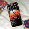Capa para Celular Apple 17 com Design de Basquete em Chamas, Capa Macia para iPhone 15 14 13 12 11 Pro Max