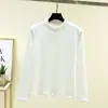Camiseta Base de Cachemira de Manga Larga y Cuello Alto Medio para Otoño e Invierno para Mujer, Estilo Nuevo con Forro Polar Añadido, Engrosada para Calidez, Corte Ajustado y Top Favorecedor