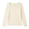 Camada base Camellia, gola semi-alta, gola alta pequena, corte justo, estilo regular, quente, feminina, manga longa, camada base sem costura, roupa íntima de outono/inverno