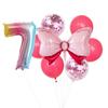 Globo de aluminio con lazo rosa transfronterizo, ideal para fiestas de cumpleaños de bebés de 0 a 9 años.