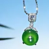 Colgante de Calcedonia Verde Natural para la Paz Lujo Ligero Elegante Nuevo Regalo para Mujer para Mamá 8141