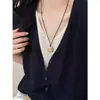 Novo Estilo Coreano Estilo Ins Letra Mohhe Pingente Irregular Colar de Corda Preta Corrente de Suéter Versátil Fashionável Casual