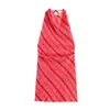 Comércio Exterior Roupas Femininas Transfronteiriço Verão Novo Casual Sem Costas Listrado Plissado Sem Mangas Gola Alta Vestido