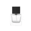 En Stock Botella de Perfume Snap-On 100ml Transparente Pequeña Rellenable Botella de Spray Cuadrada Botella de Vidrio con Spray