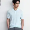 Camisa Polo de Punto Jacquard con Cuello para Hombre, Estilo Old Money, Textura de Canalé, Top Casual de Manga Corta para el Trabajo y el Día a Día