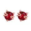 Pendientes de botón de gato con diamantes rojos estilo coreano lindos pendientes pequeños de botón de gato de moda pendientes de cobre blanco chapados en oro rosa multicolor