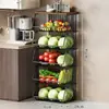 Prateleira de Armazenamento para Cozinha, Caixa de Lanches Doméstica de Chão, Cesta de Frutas e Legumes para Brinquedos na Sala de Estar, Carrinho de Legumes, Prateleira de Armazenamento Multicamadas