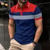 2025 Amazon Verano Transfronterizo Hombre Nuevo Estampado Digital Cuello de Solapa Botones Negocio Todo Fósforo Camiseta