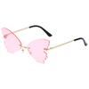Gafas de sol de Mariposa personalizadas europeas y americanas, gafas de sol de metal sin montura para mujer a la moda, gafas transfronterizas de Océano a la moda