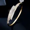 Pulsera Abierta de Lujo Ligero con Diamantes Completos para Mujer, Joyería de Circonita de Moda y Sencilla con un Toque de Alta Gama, Pulsera de Estilo Europeo y Americano, Artículo Popular de Temu