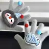 Guantes de Gato Kt Color Leche y Peludos de Nuevo Estilo Otoño e Invierno, Lindos y Cálidos Guantes de Ciclismo de Invierno con Lazo de Cinco Dedos