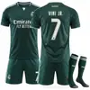 2627 Conjunto de Camisas 7 Vinicius C. Ronaldo Novo Real Madrid Fora de Casa 10 Mbappe Uniforme de Futebol Verde
