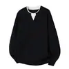Tejido de Punto Falso de Dos Piezas con Cuello en V para Hombre, Cuello Redondo, Costura, Estilo Perezoso, Punto de Gama Alta para Otoño e Invierno, Exportación, Venta al por Mayor Transfronteriza