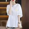 Camisetas de manga corta de marca para comercio exterior transfronterizo, elegantes y versátiles, corte holgado, adelgazantes, tops casuales de verano