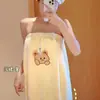 Bata de Coral de Oso Navideño, Toalla de Baño Portátil y Envolvente, Falda de Baño, Toalla de Baño de Dibujos Animados para Mujer, Juego de Toallas, Toalla de Baño sin Pelusa