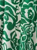Ahora 2024 Estilo Europeo y Americano Nuevo Vestido Holgado de Manga Larga Verde Estampado para Mujer 1960