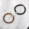Pulseira de Pedra Olho de Tigre Natural Popular Transfronteiriça Europeia e Americana, Joias da Amazônia, Pulseira de Contas Magnética de Liga para Casal