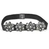Decoração de Cintura com Strass Europeu Cinto Feminino Flor de Miçangas com Strass Embutido Cintura Elástica Cinto de Couro Atacado