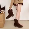2026 Invierno Nuevo Estilo Retro de Comercio Exterior Moda Botines Punta Redonda Zapatos de Mujer Tacón Grueso Botines Cortos Transfronterizos
