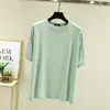 Top adelgazante, ropa de casa holgada estilo coreano, camiseta de cuello redondo, nueva camiseta básica casual de color liso para mujer, primavera y verano