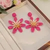 Pendientes de Flor Tejidos a Mano Estilo Bohemio, Estilo Vacacional de Rafia, Diseño de Nicho, Pendientes de Pétalos Coloridos