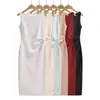 Vestido Ribeteado de Tirantes Anchos Azul Puro Deseo que Realza el Blanco para Mujer Primavera/Verano 2026 Elegante Ajustado Sexy Largo Venta al por Mayor