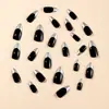 Uñas Postizas para Usar Transfronterizamente Uñas Plateadas Simples Francesas Laterales Parche Oscuro para Uñas Uñas Postizas Removibles