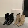 Botas curtas femininas 2026 novo outono vintage fivela de cinto emagrecimento botas western com salto grosso e bico fino