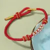 Nuevo Pulsera de Nudo Flor de Durazno DIY Pulsera de Cuerda Trenzada Hecha a Mano Producto Semi-Terminado para Hombres y Mujeres con Cuentas Separadoras Doradas