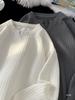 Camiseta de Manga Larga con Cuello en V Texturizada para Hombre, Estilo Primavera y Otoño, Ropa Atractiva, Marca de Moda, Camisa Holgada Juvenil para Capas Interiores