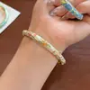 Nuevo Pulsera de Aro Delgado con Flor de Esmalte de Color Chino Multicolores Macarrón Florales Pintados en Oro Pulsera Articulada Accesorios Retro Orientales