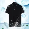 Camiseta de algodão mercerizado de manga curta para o verão masculina solta de meia manga camisa polo fina com lapela uma geração de cabelo
