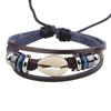 Pulsera Transfronteriza Explosiones Piel de Vaca Letra X Esperanza Retro Accesorios Metálicos Pulsera Piedra Negra Cuero PU Tejido