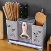 Caja de Almacenamiento Multifuncional de Palillos Montada en la Pared del Hogar, Soporte para Cuchillos, Jaula para Palillos, Caja para Cucharas y Palillos de Cocina, Soporte para Palillos con Drenaje