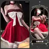 Conjunto de Vestido Sexy de Lencería Golden Night con Lazo, Estilo Girly, Lunares, Terciopelo, para Fiesta Navideña, Cuello Halter, Espalda Descubierta, Noble