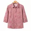 Nova Camisa de Algodão Puro com Manga Três Quartos para Verão, para Mulheres de Meia-Idade e Idosas, Elegante com Caimento Solto e Gola Reversível, Blusa Feminina Plus Size