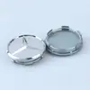 Adecuado para la etiqueta de la cubierta del cubo de la rueda de Mercedes-Benz 75MM Cubierta central del cubo de la rueda de trigo de Mercedes-Benz Etiqueta de cubierta de neumático de plástico negro plateado