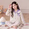 2026 Cardigan Algodão Penteado Pijama para Meninas Primavera e Outono Manga Longa Calça Longa Desenho Animado Fofo Pequeno Médio Grande Crianças Primavera Casa