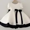 Vestido para el primer cumpleaños de niña, nuevo vestido formal de satén 2026 para celebración de cumpleaños, elegante vestido de princesa para dama de honor, vestidito blanco y negro
