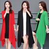Abrigo tipo cárdigan de gasa para mujer, de longitud media, moderno, combinable, de talla grande, con protección solar, para primavera y verano, estilo occidental, chal para personas mayores.
