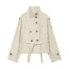 Moda europea y americana transfronteriza Bestseller de AliExpress: elegante abrigo de lana casual con cuello alto y cinturón