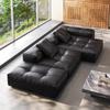 Sofá Modular de Couro Designer Normcore Sofá Moderno de Canto Quadrado Simples Vila Italiana Sofá Pixel Preto