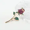 Broche de Rosa con Diamantes de Colores de Alta Gama Nueva Moda Microincrustado con Circonita Pin de Lujo Accesorios para Ropa Joyería Al Por Mayor