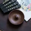 Portaincienso de Madera Maciza de Nogal Negro Norteamericano para Uso en el Hogar, Base Redonda Hecha a Mano para Quemador de Incienso de Ceremonia del Té, Bandeja de Madera de Ágar