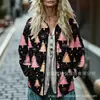Sudadera de Algodón Acolchada para Mujer Estilo Nuevo 2025 Cuello Alto Floral Retro Rayas Otoño e Invierno Botones Sudadera para Mujer