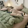 Conjunto de Roupa de Cama de Algodão Lavado à Água Pura Cor Sólida de Grau A para Mãe e Bebê Conjunto de Quatro Peças Venda Quente Conjunto de Três Peças com Saia de Cama para Dormitório