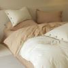 Juego de Cama de Cuatro Piezas de Algodón Puro Cepillado Grueso de Color Sólido de Lujo Ligero Clase a para Otoño e Invierno, Juego de Cama de Sábana Gruesa de Algodón Puro Funda de Edredón con Botones