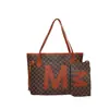 Bolsa Grande com Estampa de Letras 2026 Tendência Simples Casual Texturizada Bolsa de Ombro Retrô Bolsa Tote Duas Peças