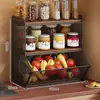 Estante de almacenamiento de cesta de verduras estante de almacenamiento de verduras de cocina cesta de almacenamiento de hierro forjado cesta de almacenamiento de encimera de frutas y verduras para el hogar