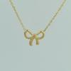 Collar japonés y coreano de venta caliente con lazo simple de acero de titanio para mujer, diseño fresco y dulce, chapado en oro, cadena para clavícula que no se desvanece, venta al por mayor